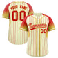 Custom Cream Red Stripe Fashion Sleeves Gradient Authentic Baseball Jersey