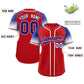 Custom Red Royal Stripe Fashion Sleeves Gradient Authentic Baseball Jersey Limited