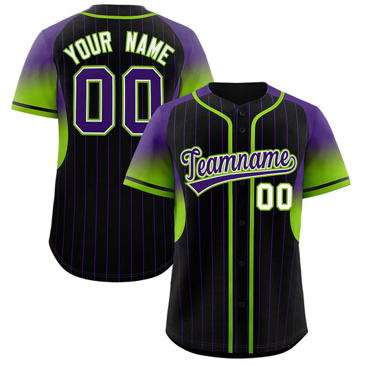 Custom Black Purple Stripe Fashion Sleeves Gradient Authentic Baseball Jersey