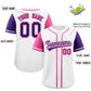 Custom White Pink and Purple Raglan Sleeves Authentic Baseball Jersey Limited