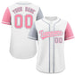 Custom White Silver and Light Pink Raglan Sleeves Authentic Baseball Jersey