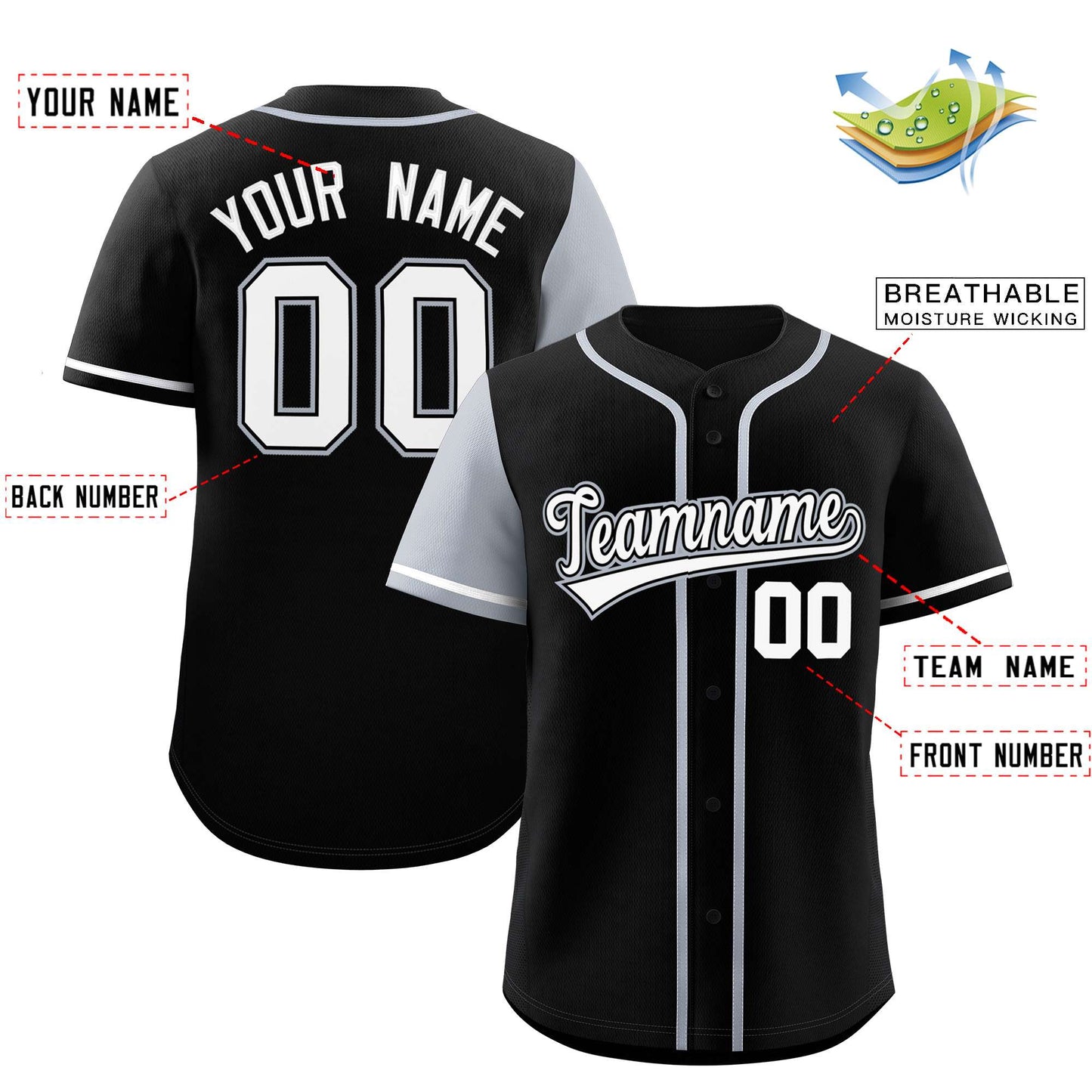 Custom Black Silver and Black Raglan Sleeves Authentic Baseball Jersey Limited