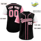 Custom Black Light Pink and White Raglan Sleeves Authentic Baseball Jersey Limited
