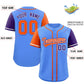 Custom Powder Blue Orange and Purple Raglan Sleeves Authentic Baseball Jersey Limited