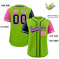 Custom Neon Green Navy and Pink Raglan Sleeves Authentic Baseball Jersey Limited