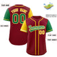 Custom Crimson Gold and Kelly Green Raglan Sleeves Authentic Baseball Jersey Limited