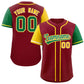 Custom Crimson Gold and Kelly Green Raglan Sleeves Authentic Baseball Jersey