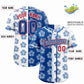 Custom Royal White Split Fashion Flower Graffiti Pattern Authentic Baseball Jersey Limited