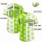 Custom Neon Green White Split Fashion Flower Graffiti Pattern Authentic Baseball Jersey Limited