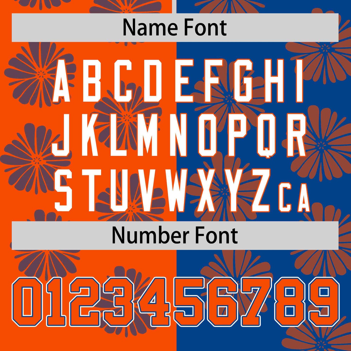 Custom Orange Royal Split Fashion Flower Graffiti Pattern Authentic Baseball Jersey Limited