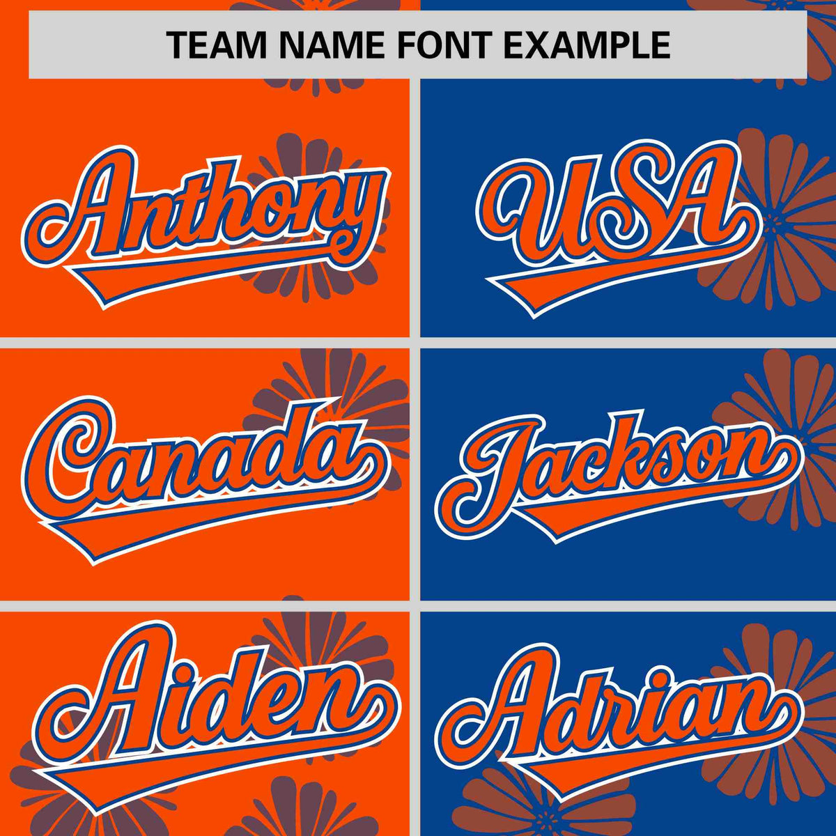 Custom Orange Royal Split Fashion Flower Graffiti Pattern Authentic Baseball Jersey Limited