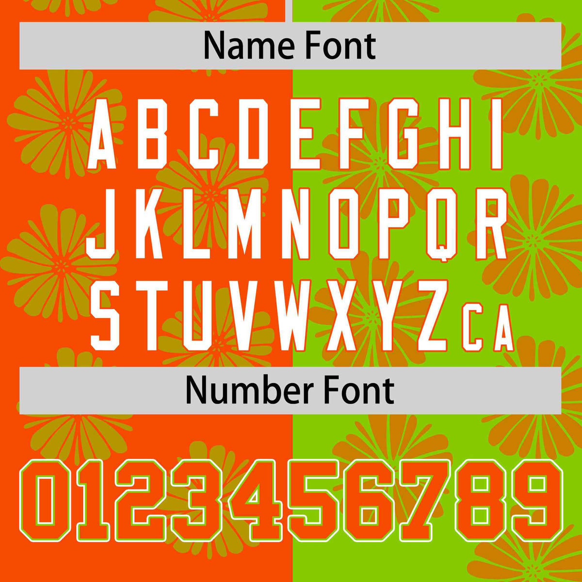 Custom Orange Neon Green Split Fashion Flower Graffiti Pattern Authentic Baseball Jersey Limited