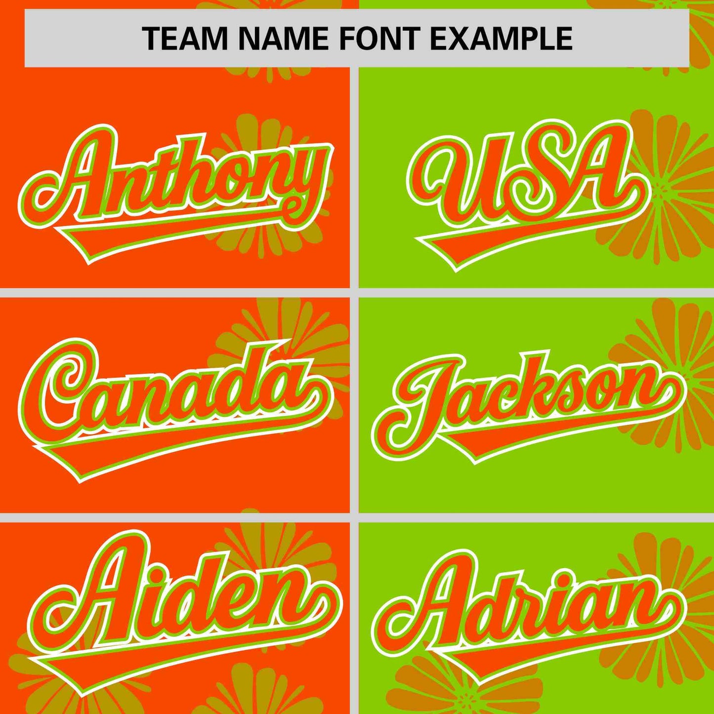 Custom Orange Neon Green Split Fashion Flower Graffiti Pattern Authentic Baseball Jersey Limited