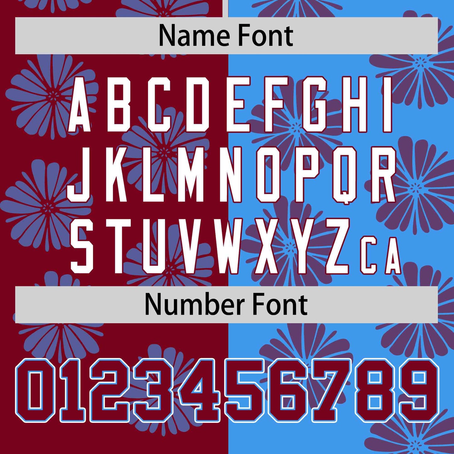 Custom Crimson Powder Blue Split Fashion Flower Graffiti Pattern Authentic Baseball Jersey Limited