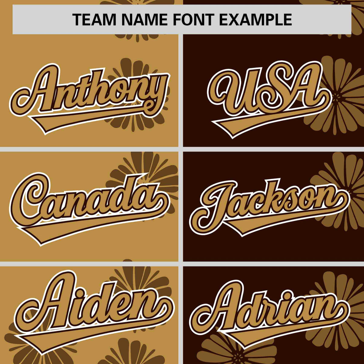 Custom Old Gold Brown Split Fashion Flower Graffiti Pattern Authentic Baseball Jersey Limited