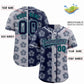 Custom Navy Light Gray Split Fashion Flower Graffiti Pattern Authentic Baseball Jersey Limited