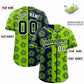 Custom Navy Neon Green Split Fashion Flower Graffiti Pattern Authentic Baseball Jersey Limited