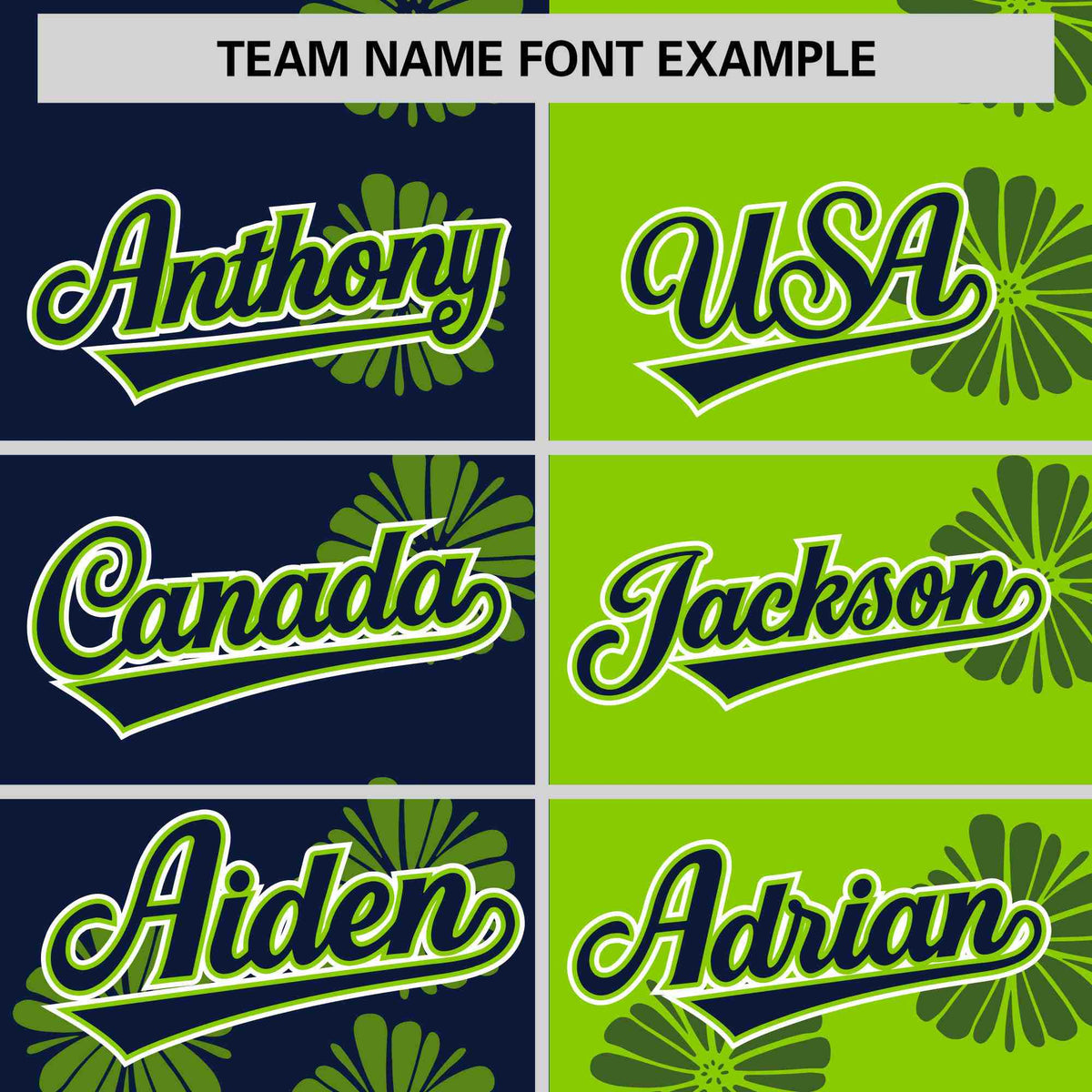Custom Navy Neon Green Split Fashion Flower Graffiti Pattern Authentic Baseball Jersey Limited