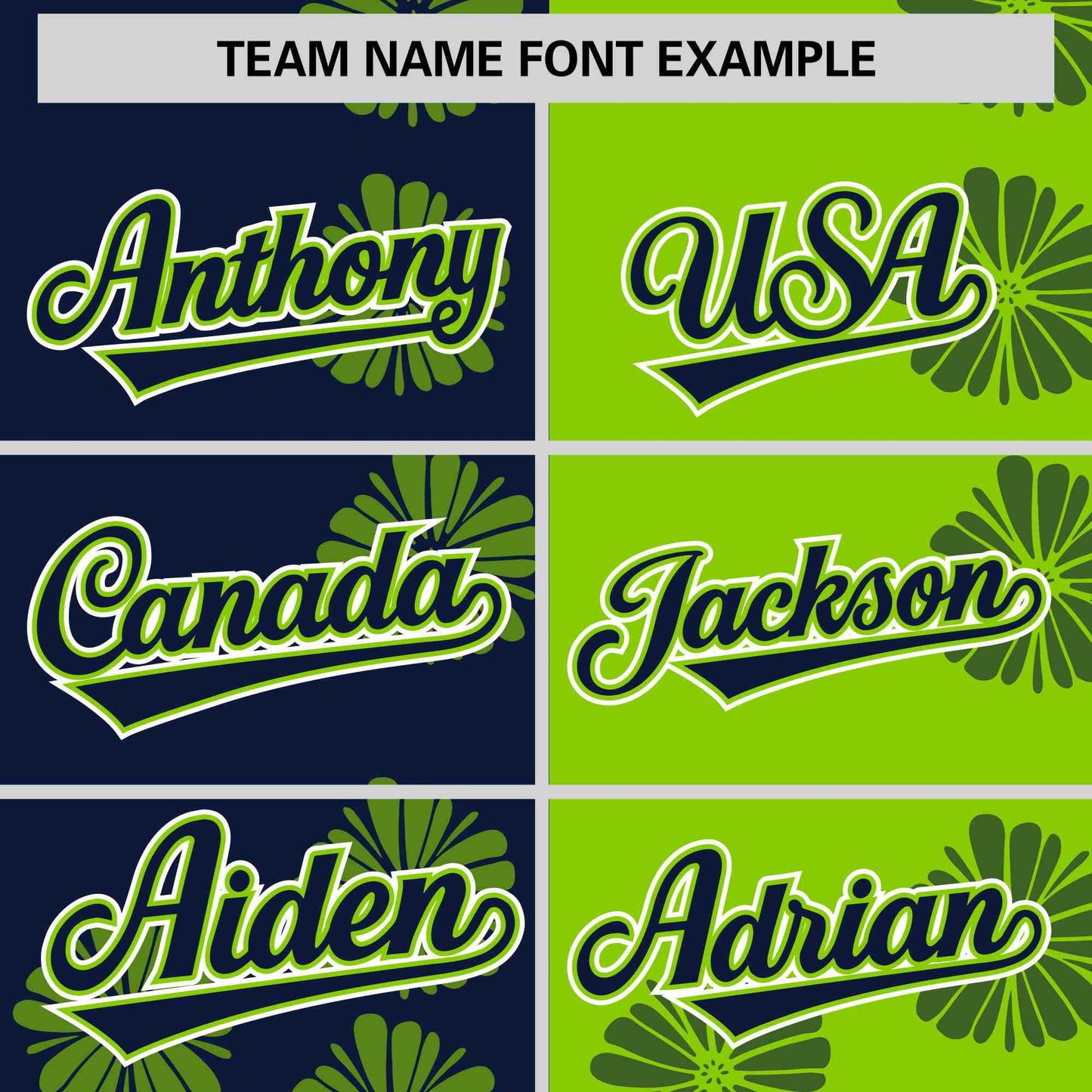 Custom Navy Neon Green Split Fashion Flower Graffiti Pattern Authentic Baseball Jersey Limited