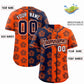 Custom Navy Orange Split Fashion Flower Graffiti Pattern Authentic Baseball Jersey Limited
