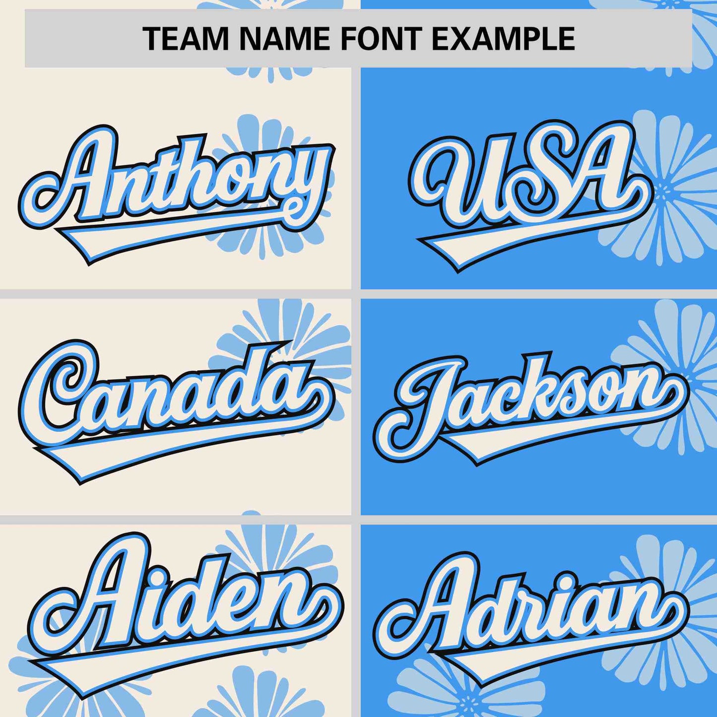 Custom Cream Powder Blue Split Fashion Flower Graffiti Pattern Authentic Baseball Jersey Limited