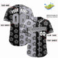 Custom Light Gray Black Split Fashion Flower Graffiti Pattern Authentic Baseball Jersey Limited