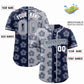 Custom Light Gray Navy Split Fashion Flower Graffiti Pattern Authentic Baseball Jersey Limited