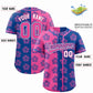 Custom Pink Royal Split Fashion Flower Graffiti Pattern Authentic Baseball Jersey Limited