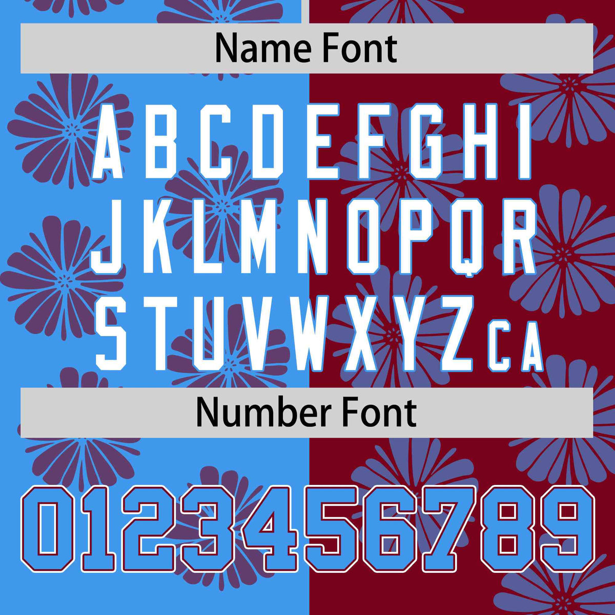 Custom Powder Blue Crimson Split Fashion Flower Graffiti Pattern Authentic Baseball Jersey Limited