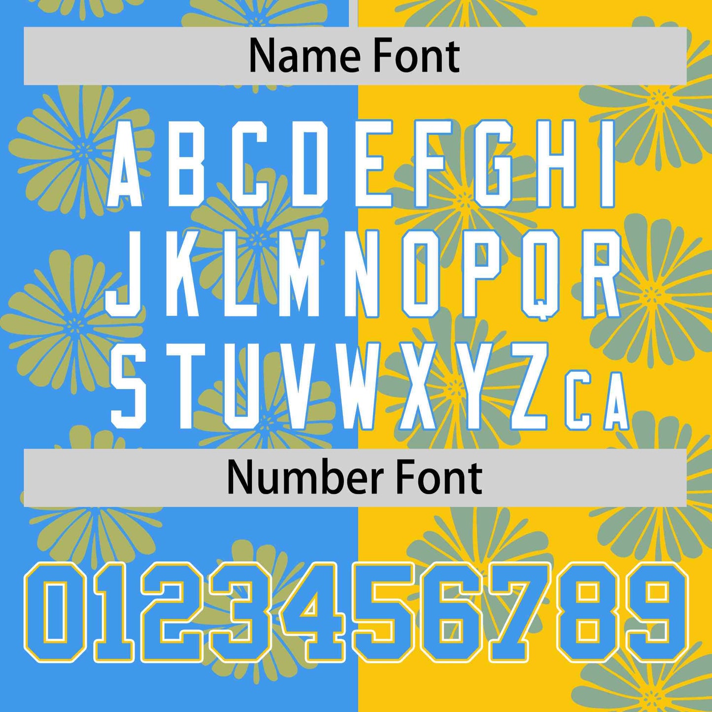 Custom Powder Blue Gold Split Fashion Flower Graffiti Pattern Authentic Baseball Jersey Limited