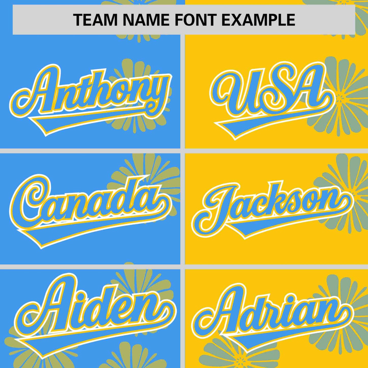 Custom Powder Blue Gold Split Fashion Flower Graffiti Pattern Authentic Baseball Jersey Limited