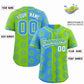 Custom Powder Blue Neon Green Split Fashion Flower Graffiti Pattern Authentic Baseball Jersey Limited