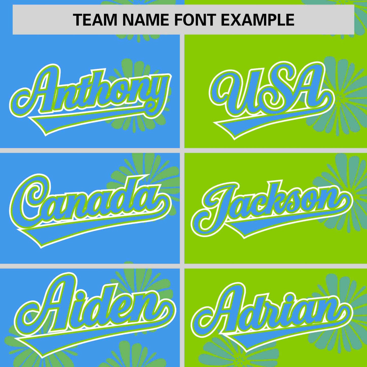 Custom Powder Blue Neon Green Split Fashion Flower Graffiti Pattern Authentic Baseball Jersey Limited