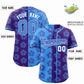 Custom Powder Blue Purple Split Fashion Flower Graffiti Pattern Authentic Baseball Jersey Limited