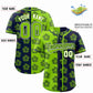 Custom Neon Green Navy Split Fashion Flower Graffiti Pattern Authentic Baseball Jersey Limited