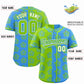 Custom Neon Green Powder Blue Split Fashion Flower Graffiti Pattern Authentic Baseball Jersey Limited