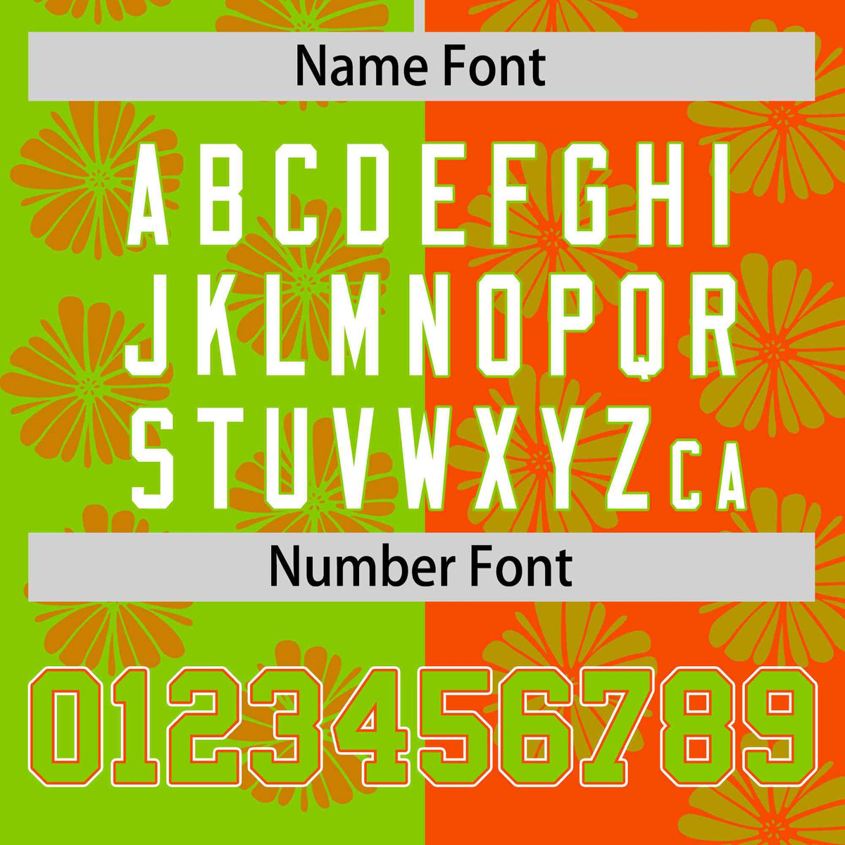 Custom Neon Green Orange Split Fashion Flower Graffiti Pattern Authentic Baseball Jersey Limited