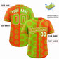 Custom Neon Green Orange Split Fashion Flower Graffiti Pattern Authentic Baseball Jersey Limited