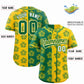 Custom Kelly Green Gold Split Fashion Flower Graffiti Pattern Authentic Baseball Jersey Limited