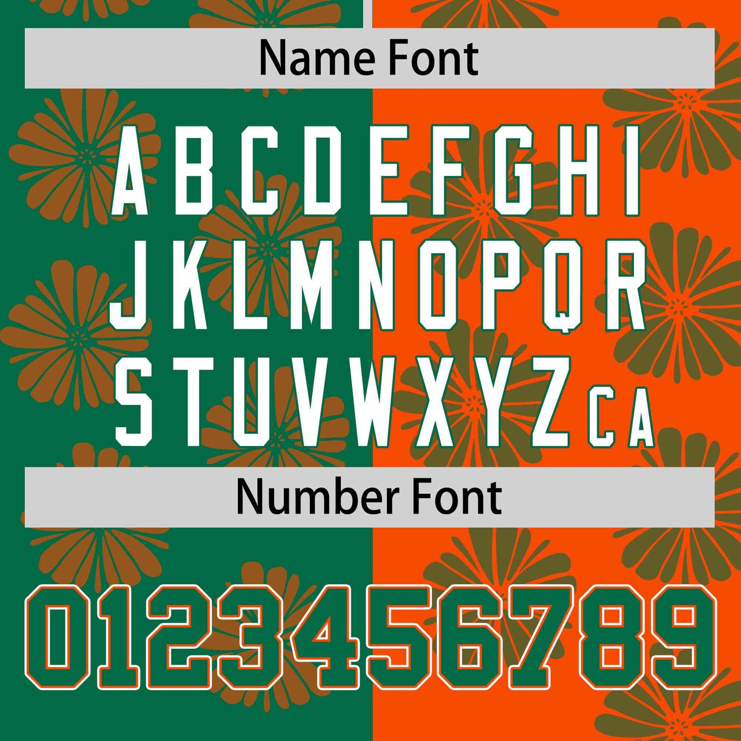 Custom Kelly Green Orange Split Fashion Flower Graffiti Pattern Authentic Baseball Jersey Limited