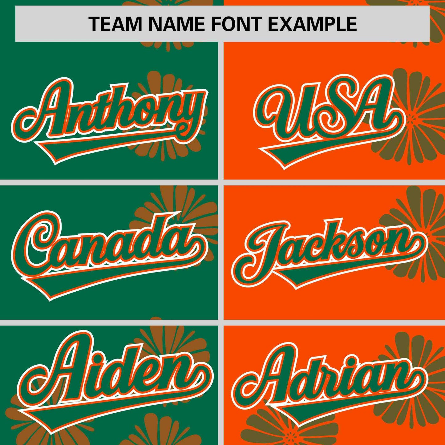 Custom Kelly Green Orange Split Fashion Flower Graffiti Pattern Authentic Baseball Jersey Limited