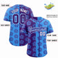 Custom Purple Powder Blue Split Fashion Flower Graffiti Pattern Authentic Baseball Jersey Limited