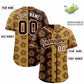 Custom Brown Old Gold Split Fashion Flower Graffiti Pattern Authentic Baseball Jersey Limited