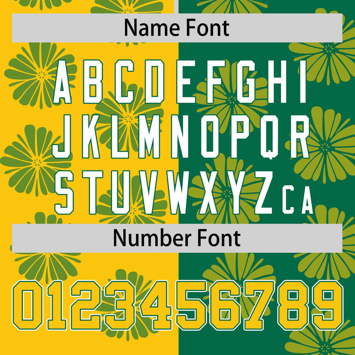 Custom Gold Kelly Green Split Fashion Flower Graffiti Pattern Authentic Baseball Jersey Limited