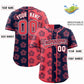 Custom Light Red Navy Split Fashion Flower Graffiti Pattern Authentic Baseball Jersey Limited