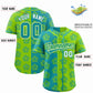 Custom Aqua Neon Green Split Fashion Flower Graffiti Pattern Authentic Baseball Jersey Limited