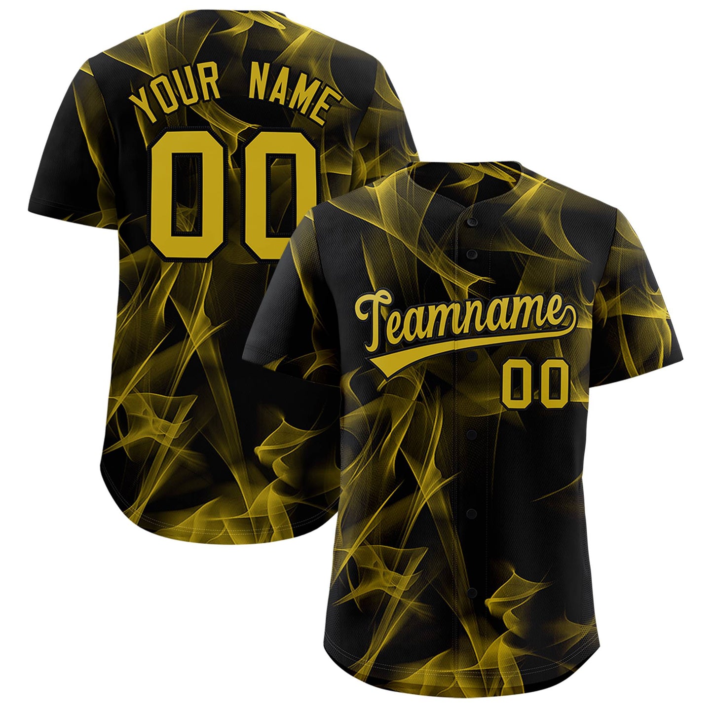 Custom Black Fumes Graffiti Pattern Authentic Baseball Jersey