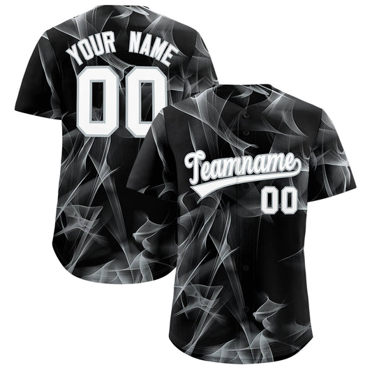 Custom Black Fumes Graffiti Pattern Authentic Baseball Jersey