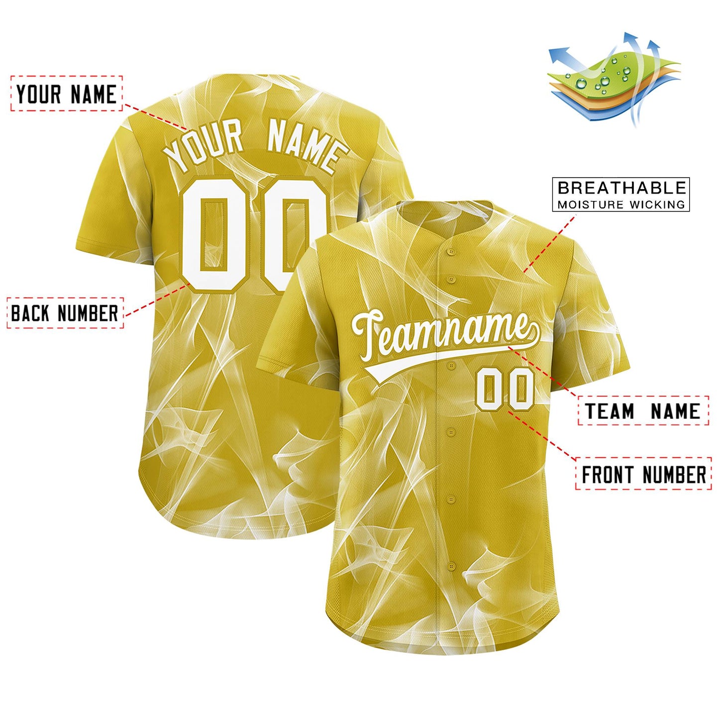 Custom Old Gold Fumes Graffiti Pattern Authentic Baseball Jersey Limited