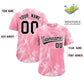 Custom Light Pink Fumes Graffiti Pattern Authentic Baseball Jersey Limited